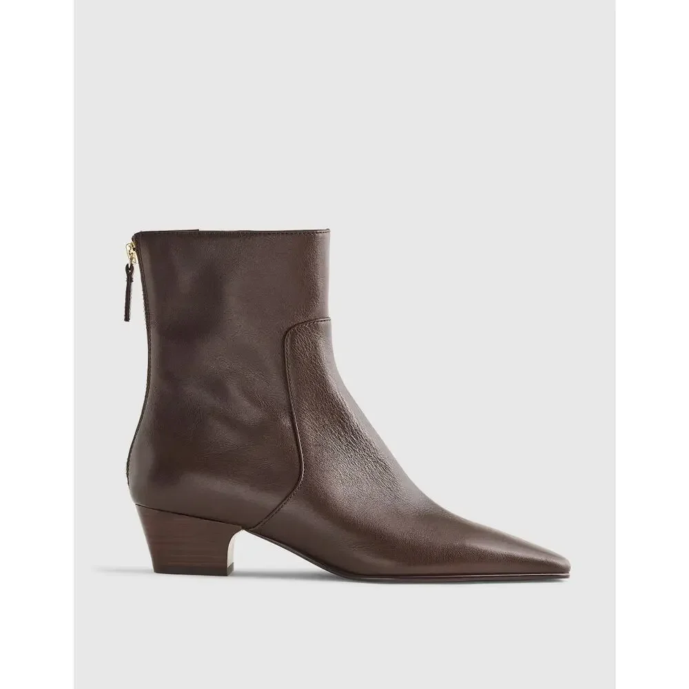 Madewell The Lexie Ankle Boot Square Toe Turkish Coffee Leather Size 10 NWOB